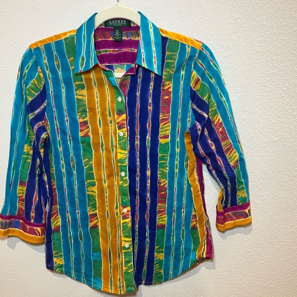Lauren Ralph Lauren Petite PS Multi Color Women Shirt - Picture 3 of 16
